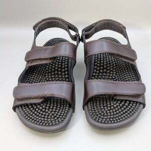 Kenkoh Massage Sandals Brown Leather Acupressure Footbed Mens 6 Womens 7